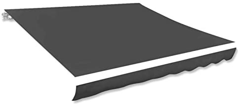 Homgoday Markisenbespannung Markisestoff Markisentuch ErsatzMarkisenstoff Sonnenschutz Ersatzstoff mit Volant Ersatz-Bezug für Markise Canvas Anthrazit 300x250 cm