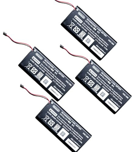 Nuovo per NS Switch Controller Extra Ricaricabile Li-ion Battery Pack 4 Sostituzione, per Nintendo Switch JoyCon Controller Wireless Sinistro e Destro, Originale HAC-006 525mAh Quattro Batterie Al
