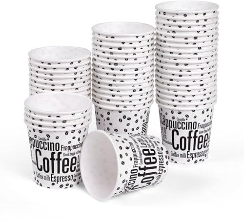 Inoverse 200 stück Pappbecher, Einweg Coffee to Go Becher - 100ml, Kaffee to go Becher Pappe, 4oz Trinkbecher für Tee, Einwegbecher, Papierbecher, Kaffeebecher to go, Kaffeetassen