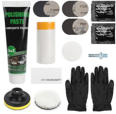 ZOLGINAH Kit Renovation Phare Voiture,Polish Voiture Kit Phare Renovation pour Un Nettoyage et Un Polissage Rapides et Faciles des Phares Usés et Sales