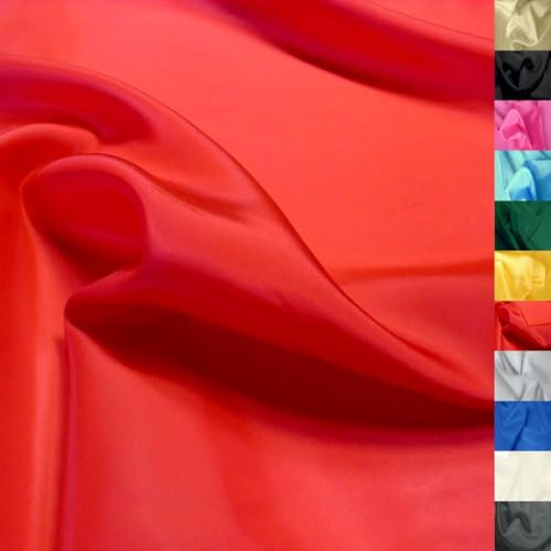 TOLKO 1m Futterstoff Meterware Futter-Taft | Blickdicht knitterarm | universal Stoff Dekostoff Kleiderstoff Hochzeitsstoff Kostümstoff | Stoffe zum Nähen Meterware Dekorieren (Rot)