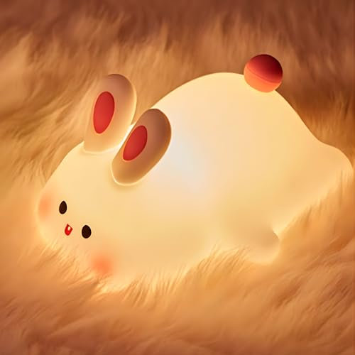 ONXE Night Light for Kids,Cute Silicone Bunny Night Lamp,Dimmable LED Baby Bedside Lamp with 30 Minutes Timer and Touch-Sensitive,Toddler Feeding Bedroom Decor Lamp Birthday Gifts