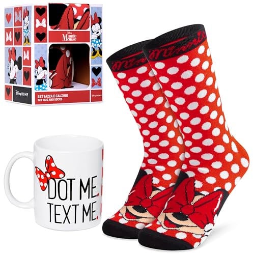 Disney Stitch Coffret Mug Cadeau Femme Ado, Tasse Rose et Chaussettes Chaudes, Cadeaux Originaux pour Elle (Rouge)