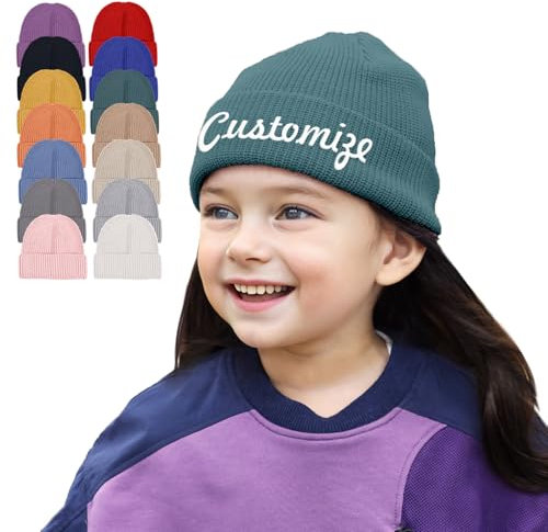 GELLEDI Personalisierte bestickte Beanie-Mütze – individuelle Skimütze mit Bündchen und Namen oder Spruch – Unisex-Winter-Accessoire., Grün, Einheitsgr��e