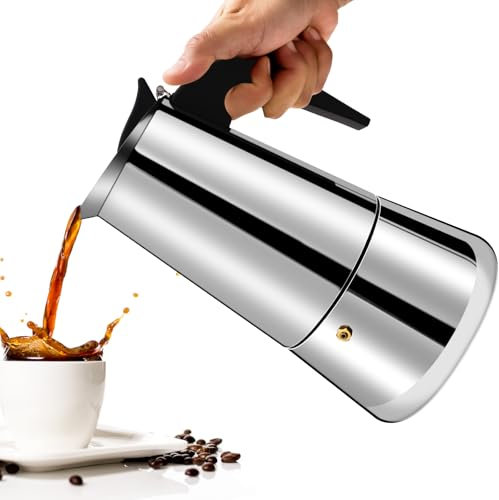 Vaolvpant 12 Tassen Mokkakanne Perkolator Italienische Kaffeemaschine 600 ml Herd Espresso Mokka Edelstahl Greca Kaffeemaschine Klassische Cafe Makers Geeignet für Induktionsherde Keramikherde Gerade