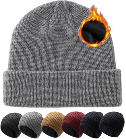 Pyrafox Herren Merinowolle Mütze Wintermütze Beanie Großer Kopf 56-65cm | Damen & Unisex, Merinowolle Mütze Beanie, Strickmütze Wollmütze, Warme Merino Wolle Fleecefutter, Winter Outdoor Haube
