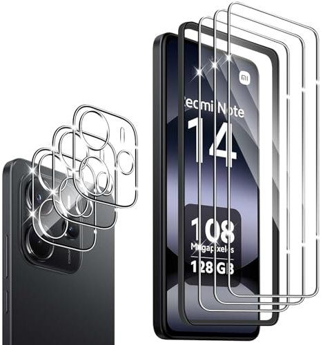 Wayneer Verre Trempé Pour Xiaomi Redmi Note 14 5G, [3+3 Pièces] Vitre Protection écran Protection Camera, 9H Dureté Ultra HD Anti Rayures Film Protection écran,Avec Outil D'alignement Facile