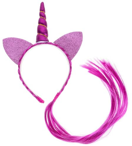 Holibanna Einhorn-stirnband Für Einhorn Kostüm Prinzessin Zöpfe Stirnband Geburtstag Haarband Perücken Stirnbandhalter Brosche Stirnband Aus Horn Einhorn Horn Haarband Harz Violett