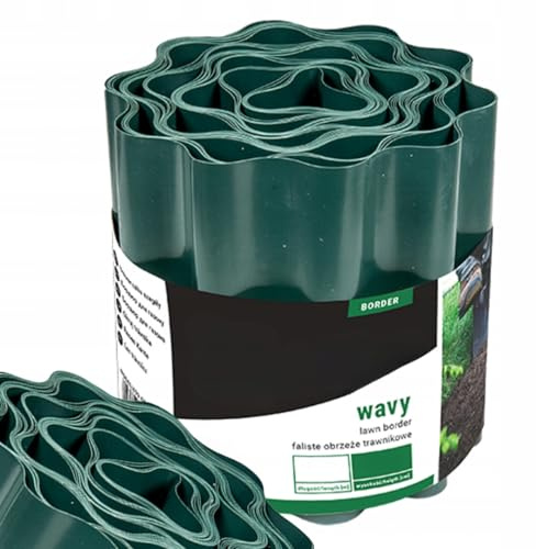 Flexible Rasenkante Wellige 20 cm x 9 m, Rasenbegrenzung Beetumrandung | Raseneinfassung Gewellt, Beetbegrenzung Kunststoff - Garten Beeteinfassung - Rasenkantenband Grün