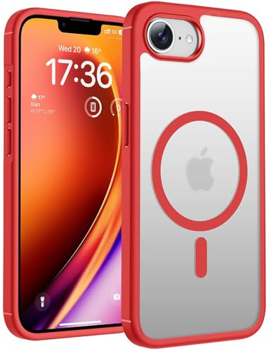 TOCOL für iPhone 16e Hülle, Kompatibel mit MagSafe, Rot | Vollständiger Kameraschutz Handyhülle, Eingebauter Magnetring Case, Militärschutz Stoßfest Kratzfest Haltbarkeit Phone Cover