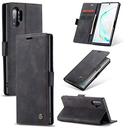 Phernykas Wallet Case for Samsung Galaxy Note 10 Plus with Card Holder, Kickstand Blocking Magnetic Closure Shockproof Protective PU Leather Cover for Samsung Note 10 Plus Flip Case Wallet - Black