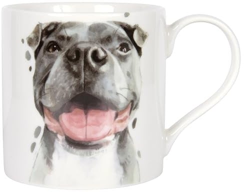 Lesser & PAVEY Staffie Mug Robert James Hull, Tea and Coffee Mugs for Hot Drinks | Fine China Printed Mugs for Kitchen & Home | Reusable Ceramic Cups for Every Occasion | Gifts for Women & Men