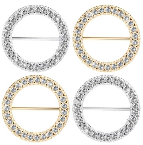 4 Stücke Schal Schnalle, Clips für Kleidung T Shirt Clips für Kleidung Blusen Klammer Schalklammer Pullover Schal Clip Damen Metallkleidung Dekoration Schnalle Taillen Clip Ring (Gold, Silber)