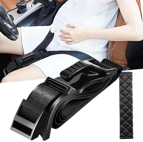 VKFOFEG Universelle & Réglable Ceinture de Sécurité de Grossesse, Ceinture Grossesse Femme Enceinte Empêche le Pincement de l'abdomen, pour Femme Enceinte, Protection Ventre Bébé à Naître - Noir