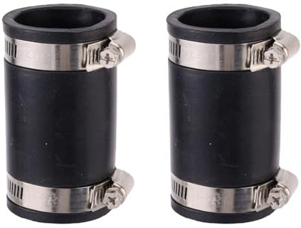 2pcs Flexible PVC Coupling for 2 Nominal Pipe, 2.4 ID Rubber Condensate Pipe Coupling Replacement with Stainless Steel Hose Clamp for Drain House Repair & Upgrade