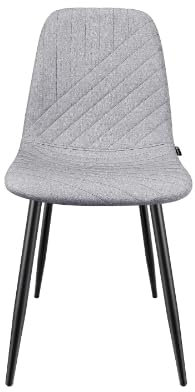 LEWE Esszimmerstühle 1er Set, Gepolsterter Stuhl mit Hoher Rückenlehne und Leinendesign, Esstischstühle mit Metallfuß, Gray