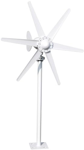 Windturbine Generator 800W 12V-24V mit 6 Blättern, niedrige Startwindgeschwindigkeit 1,0 m/s, Solar-Wind-Hybrid-Laderegler, Windrad für Haushalt, Boot, Solar-Insel-System (Weiß)