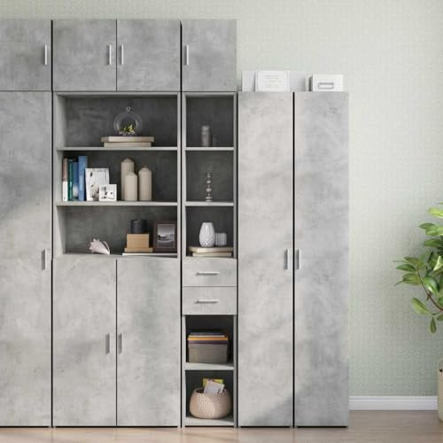 QZZCED Hochschrank Schmal Betongrau flurschrank für Diele Küche 30x42,5x225 cm Holzwerkstoff