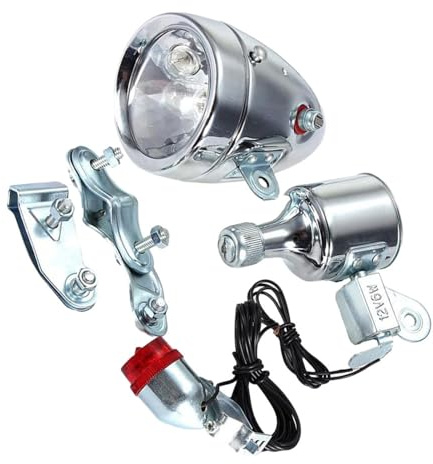 MotiveTech Bicicleta Generador Luz con Lámpara Delantera Y Trasera de Dinamo Universal Accesorio Impermeable para Bicicletas Retro Adecuado para, Estilo un