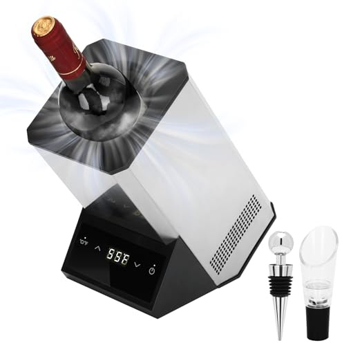 Elektrischer Weinkühler, 1 Flasche – Premium 24H eisloser tragbarer Kühler, Edelstahl für 750 ml Wein/Champagner, Hinterhof-Party, unverzichtbares und luxuriöses Geschenk für Weinliebhaber, Zuhause