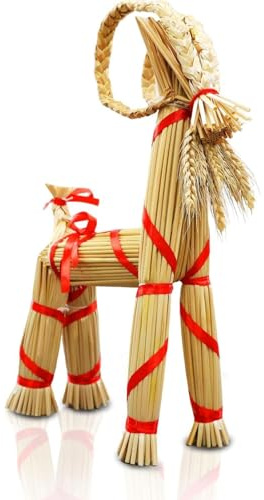 16.1-inch Tall Swedish Straw-Woven Christmas Goat Yule Decoration, Ornaments for Xmas Tree Decorations, Tradition Gift for Xmas Home Birthday Party (1)