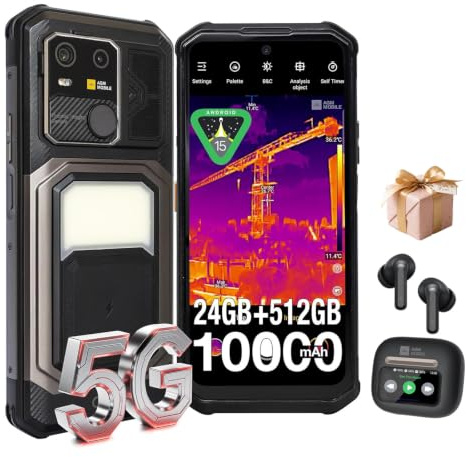 AGM G3 Pro Rugged Smartphone con Visione Termica Android 15 | Buds 9 in omaggio,24GB RAM+512GB ROM,5G,64MP+50MP+2MP ,10000 mAh,6,72 pollici FHD+120 Hz,Dual SIM,IP69K /NFC/OTG/GPS/Face ID