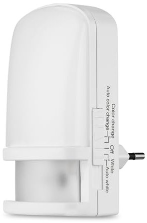 REV Nachtlampe, LED Nachtlicht mit Dämmerungsautomatik, Farbwechselfunktion, weiss