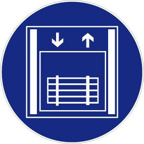Gebotsschild aus Aluminium - Lastenaufzug - Ø 30 cm