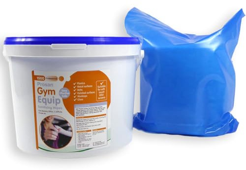 1500 Sheet Gym Equipment Sanitizing Wipes - Bucket + 2 Refill Bags