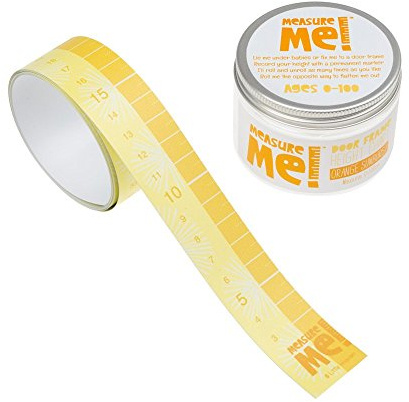 Measure Me! Roll-up Door Frame Height Chart for Boys and Girls - Orange Sunburst