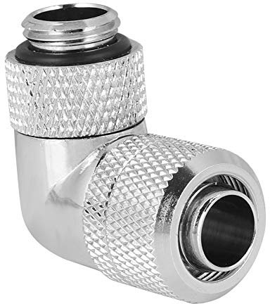 Mugast G1 / 4 PC Wasserkühlung Adapter,Water Cooling Fitting G1 / 4 2 Punkt Gewinde Drehwinkelverbinder,90 ° Winkel Right Angle Elbow Winkeladapter für Computer-Wasserkühlsystem(Silber)