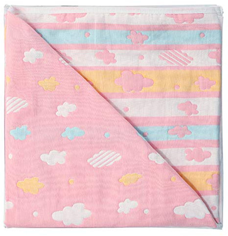 Hayisugar Baby Decke Kuscheldecke, super weich,110x110cm, 100% Baumwolle, 6-lagig, Babydecke, Kinderwagendecke, Einschlagdecke, Kinderdecke,Erstlingsdecke, Bunt Wolken