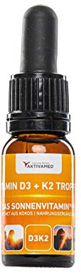 AKTIVAMED® Vitamin D3 + K2 Tropfen 10ml - Premium: 91+% All-Trans + hoch bioverfügbares D3 - Laborgeprüft, hochdosiert, flüssig.