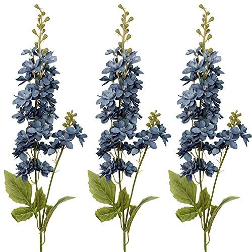 3 Stück Kunstblumen Rittersporn Künstliche Blumen Delphinium Textil Kunstpflanzen Home Décor Länge 86cm, Ø9cm