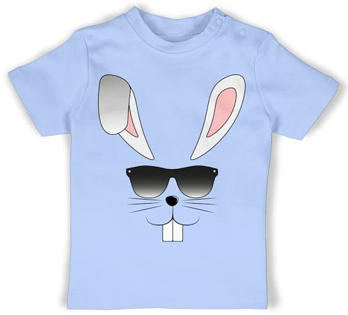 Baby T-Shirt Mädchen Jungen - Cooler Hase mit Brille I - 18/24 Monate - Babyblau - osterhasen hasi Babykleidung Osterhase Hasen Tshirt hasenmotiv Ostern Shirt häschen t-Shirts Rabbit t Motiv