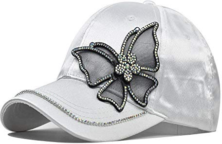 Herren Kappe Hut Schmetterlingsglanz Strass Baseballmütze Freizeit Lady Visors Mütze Frauen Strand Urlaubshut Hochwertige Perle Pailletten Hut-Weiß