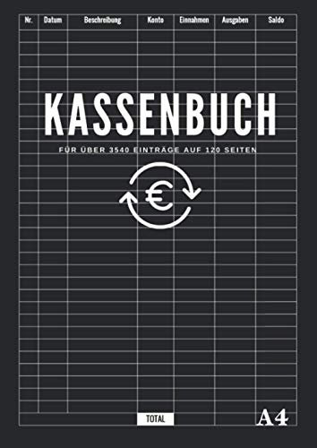 kassenbuch: kassenbuch einzelunternehmer für über 3540 Einträge auf 120 Seiten auch perfekt als Haushaltsbuch