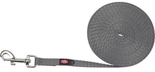 TRIXIE Schleppleine XS–S, 15 m 10 mm in grafit - Lange Hundeleine für Training und Outdoor - für sehr kleine bis kleine Hunde - 19802