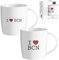 ROCKING GIFTS Set Mug Taza Cerámica 350ML Blanca I Love BCN Barcelona x2 Modelos 10 cm