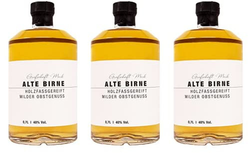 Grafschaft Mark Alte Birne Schnaps 3 x 0,7 L | 40% vol. Alkohol | milder, holzfassgelagerter Obstbrand aus Deutschland | fein fruchtiges Aroma von Birnen | hochwertige Spirituose