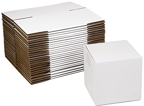 SUNLPH Cajas de envío blancas de 5 x 5 x 5 pulgadas, pequeñas cajas de cartón corrugado, paquete de 25