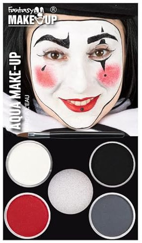 PAINT IT EASY Kinderschminke Karneval Aqua-Schmink-Set, Pantomime, Vorteilspack, 6-teilig