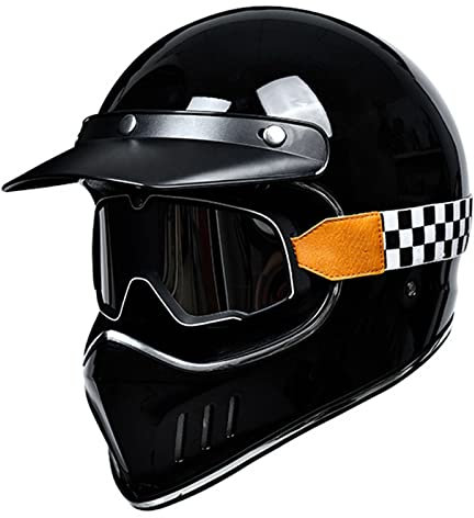 Motorradhelm, Integralhelm Mit Schutzbrille, Retro Motocrosshelme Herren Damen, ATV Helm UTV Helm MopedHelme Rollerhelm MofaHelm Motorrad Helm ECE/DOT Zertifiziert ( Color : A , Size : S=55-56cm )
