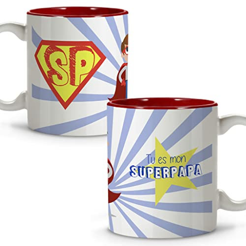 LolaPix Tasse Meilleur père. Tasse de papa. Tasses à déjeuner originales. Tasse en céramique 330 ml. Cadeaux avec des phrases. Tu es mon superpapa