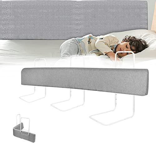 LZQ Bettgitter Rausfallschutz Bettschutzgitter Kinderbettgitter Bettkantenschutz Schutzgitter Bett Bed Rail, Form Einstellbar Höhenverstellbar für Kinder und Baby - Grau, 200cm