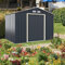 GYMAX Casetta da Giardino degli Attrezzi, con Ampio Spazio di Stoccaggio, Dimensioni Estensibili, Struttura in Acciaio, 4 Sfiati per Ventilazione, con Anta Scorrevole (Casetta degli Attrezzi)