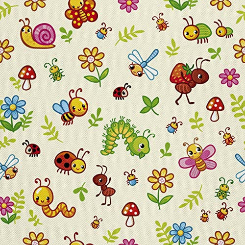 HEKO PANELS Stoff Oxford Wasserdichte Meterware Canvas-Stoff Polyester Stoff Zum Nähen Nähstoffe Möbelstoffe Dekostoffe Handwerken Wasserabweisend Blickdicht Bunte Würmer 2 Meter 155 x 200 cm