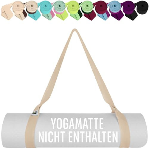 TECEUM Premium Yogamatte Tragegurt – Extra Weich & Dick aus Baumwolle – Hautfreundlich & Rutschfest – Verstellbarer Mattenhalter Yoga Mat Strap für Alle Matten [Matte nicht enthalten]