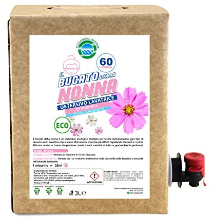 Detersivo lavatrice liquido ecologico Profumo PRIMAVERA - Il Bucato della Nonna Bag in Box 3L - 60 lavaggi