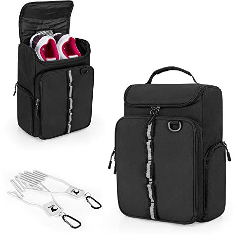 GOBUROS Golfschuhtasche für EIN Paar Schuhe US Herren 14, Golfschuh-Tragetasche mit kostenlosen Handschuhhaltern (EIN Paar), Vorder- und Seitentaschen für Tess, Handschuhe und Ball, Schwarz, Tasche